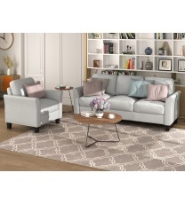 Living Room Furniture chair and 3-seat Sofa (Light Gray)