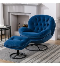 Accent chair TV Chair Living room Chair with Ottoman-Blue