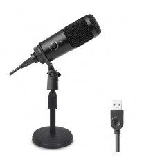 USB Computer Condenser Microphone Dual-Layer Acoustic Filter Recording Mic Portable USB Computer Microphone Plastic Metal