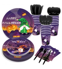 Halloween Dwarf Faceless Paper Plates Party Plates and Napkins Birthday Disposable Tableware Party Supplie Set Party Dinnerware Serves 8 Guests for Plates, Napkins, Cups 68PCS