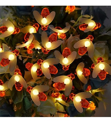 Solar String Lights Outdoor Waterproof Simulation Honey Bees Lamp Fairy Lights with 8 Lighting Decor for Garden Xmas Decorations