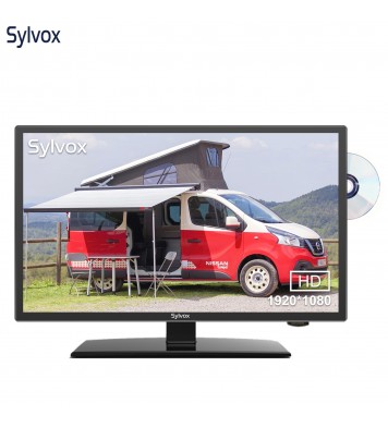 SYLVOX 22 inch RV TV;  12 Volt TV DC Powered 1080P FHD Television Built in ATSC Tuner;  FM Radio;  DVD;  with HDMI/USB/VGA Input;  TV for Motorhome;  Camper;  Boat and Home