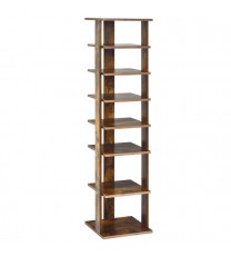 Wooden Space Saving 7 Tiers Vertical Shoe Rack for Front Door