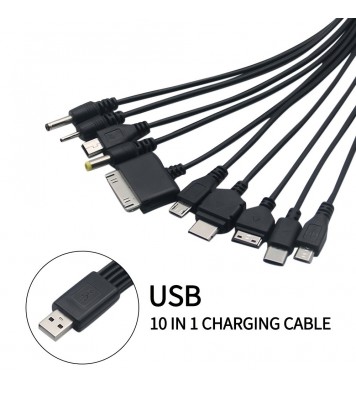 10-In-1 Micro USB Multi-Cable Charger Charging Cables For Mobile Phones All In One USB To Multi-port Cables