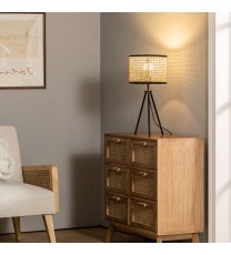 Temesa Rattan 21.3" Table Lamp with In-line Switch Control and Metal Legs