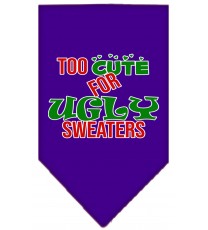 Too Cute for Ugly Sweaters Screen Print Bandana Purple Small