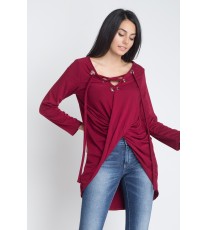 Women's Lace Up Wrap Long Sleeve Top