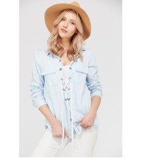 Women's Lace Up Blouse Top