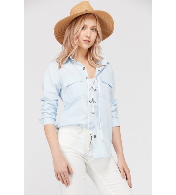 Women's Lace Up Blouse Top