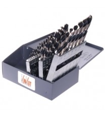 KnKut 29 Piece Jobber Length Drill Bit Set 1/16"-1/2" by 64ths 3/8" Reduced Shank