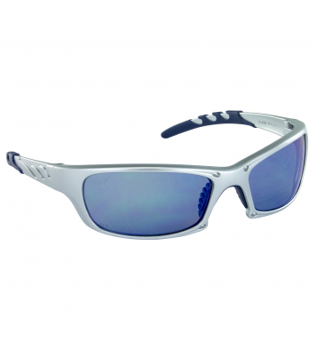 GTR Safety Glases w/ Silver Frames and Ice Blue Mirror Lens in Polybag