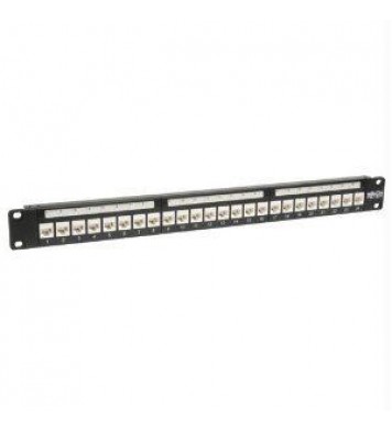 24-port cat6 cat5e patch panel low profile feed through rackmount rj45 1u taa