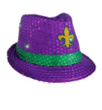 Light Up Mardi Gras Fleur de Lis Fedora