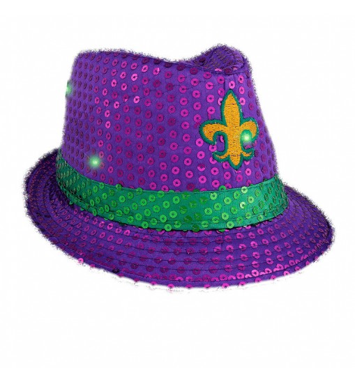 Light Up Mardi Gras Fleur de Lis Fedora