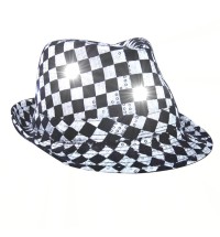 Light Up LED Flashing Fedora Hat with Checkered Sequins