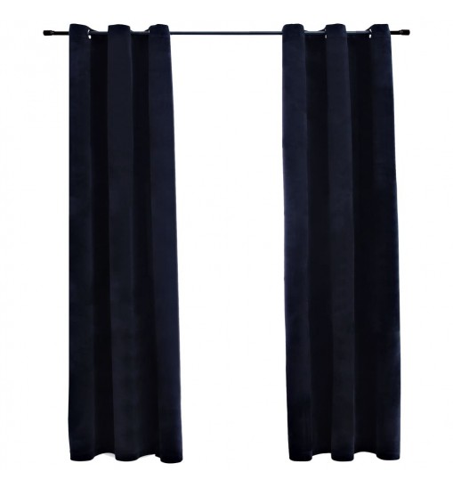 vidaXL Blackout Curtains with Rings 2 pcs Black 37"x84" Velvet