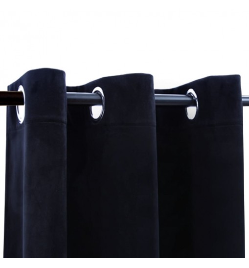 vidaXL Blackout Curtains with Rings 2 pcs Black 37"x84" Velvet