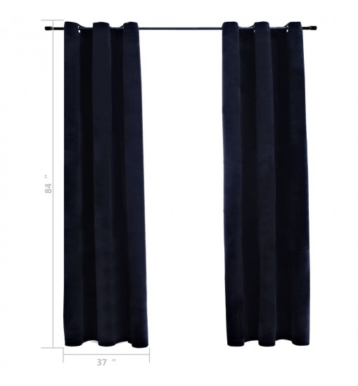 vidaXL Blackout Curtains with Rings 2 pcs Black 37"x84" Velvet