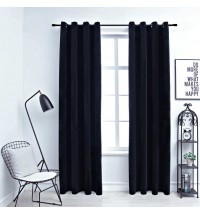 vidaXL Blackout Curtains with Rings 2 pcs Black 54"x63" Velvet