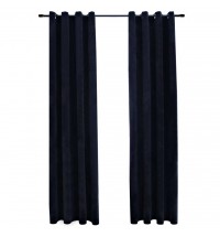 vidaXL Blackout Curtains with Rings 2 pcs Black 54"x63" Velvet