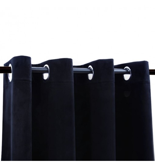 vidaXL Blackout Curtains with Rings 2 pcs Black 54"x63" Velvet