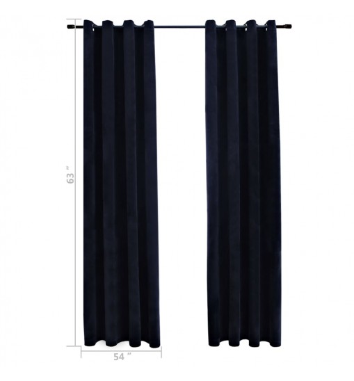 vidaXL Blackout Curtains with Rings 2 pcs Black 54"x63" Velvet