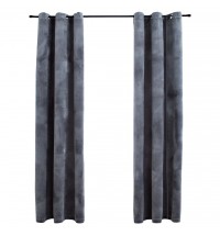 vidaXL Blackout Curtains with Rings 2 pcs Anthracite 37"x95" Velvet