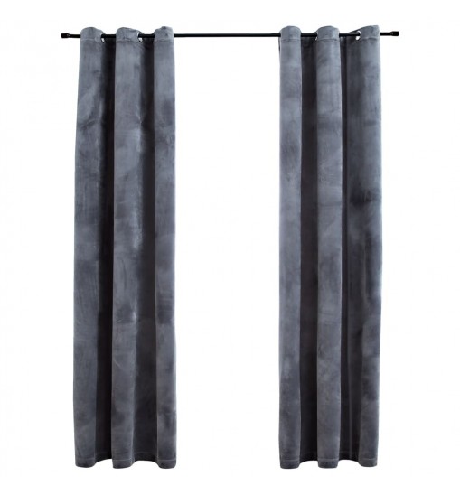 vidaXL Blackout Curtains with Rings 2 pcs Anthracite 37"x95" Velvet