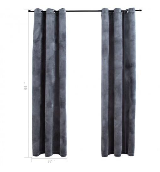 vidaXL Blackout Curtains with Rings 2 pcs Anthracite 37"x95" Velvet