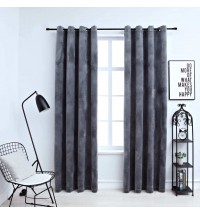 vidaXL Blackout Curtains with Rings 2 pcs Anthracite 54"x84" Velvet