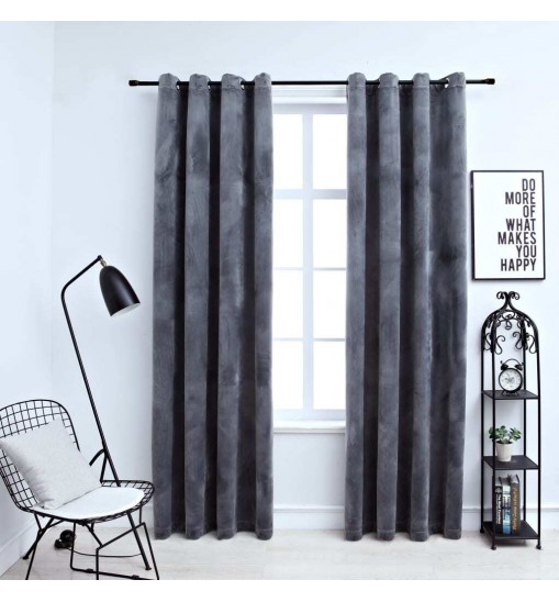 vidaXL Blackout Curtains with Rings 2 pcs Anthracite 54"x84" Velvet