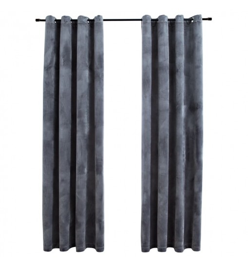 vidaXL Blackout Curtains with Rings 2 pcs Anthracite 54"x84" Velvet