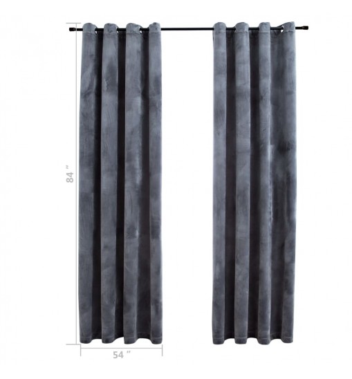 vidaXL Blackout Curtains with Rings 2 pcs Anthracite 54"x84" Velvet