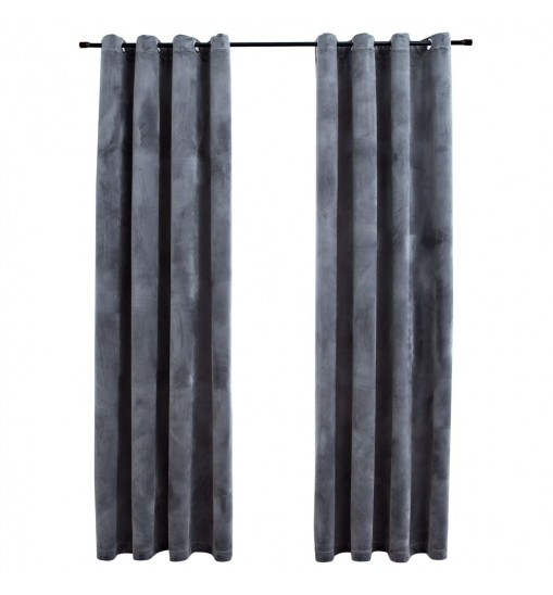 vidaXL Blackout Curtains with Rings 2 pcs Anthracite 54"x95" Velvet