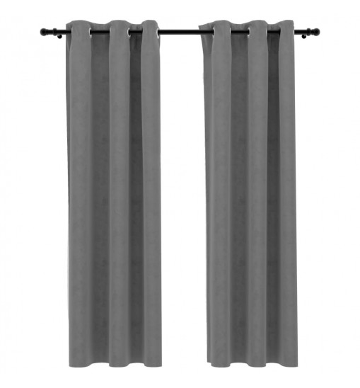 vidaXL Blackout Curtains with Rings 2 pcs Gray 37"x63" Velvet