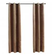 vidaXL Blackout Curtains with Rings 2 pcs Beige 37"x84" Velvet