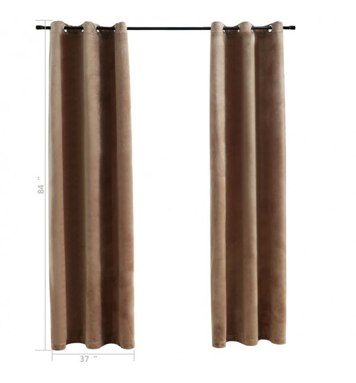 vidaXL Blackout Curtains with Rings 2 pcs Beige 37"x84" Velvet