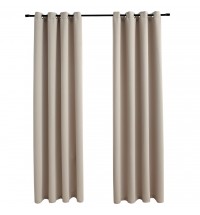 vidaXL Blackout Curtains with Rings 2 pcs Beige 54"x95" Fabric