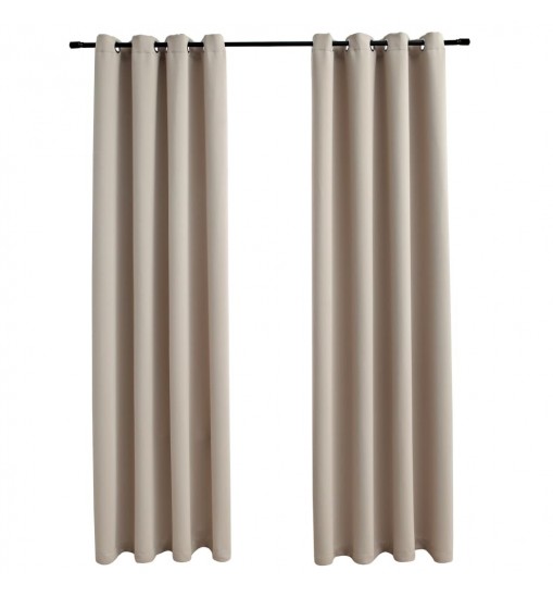 vidaXL Blackout Curtains with Rings 2 pcs Beige 54"x95" Fabric