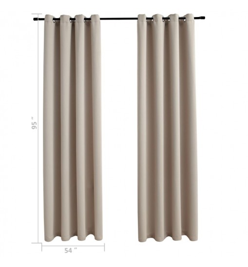 vidaXL Blackout Curtains with Rings 2 pcs Beige 54"x95" Fabric