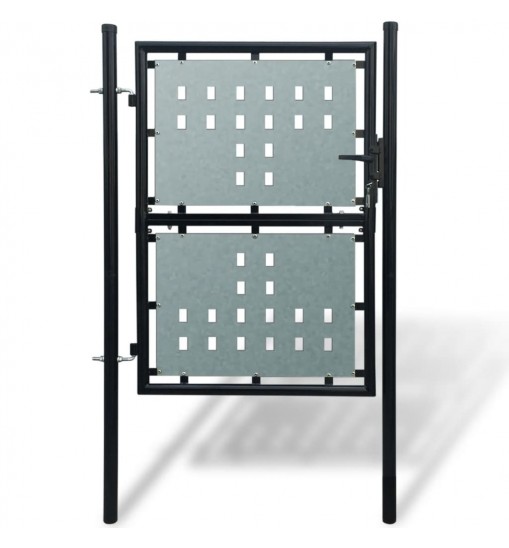 vidaXL Black Single Door Fence Gate 39.4"x68.9"