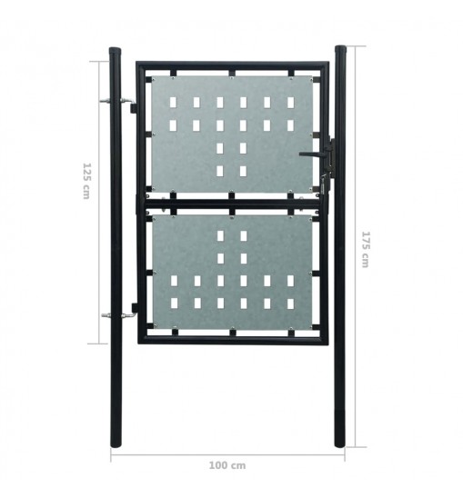 vidaXL Black Single Door Fence Gate 39.4"x68.9"