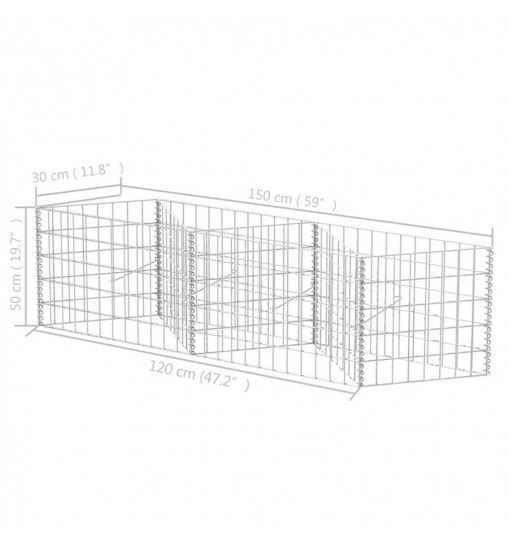 vidaXL Gabion Basket Galvanized Steel 47.2"x11.8"x19.7"