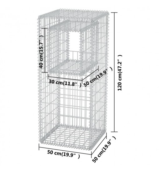 vidaXL Gabion Basket Post/Planter Steel 19.7"x19.7"x47.2"