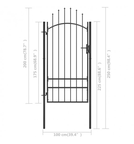 vidaXL Garden Gate Steel 39.4"x98.4" Black