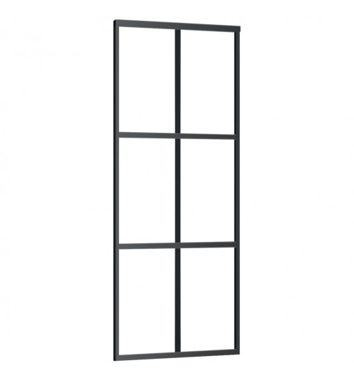 vidaXL Sliding Door ESG Glass and Aluminum 29.9"x80.7" Black