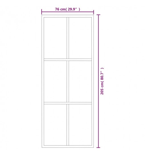 vidaXL Sliding Door ESG Glass and Aluminum 29.9"x80.7" Black