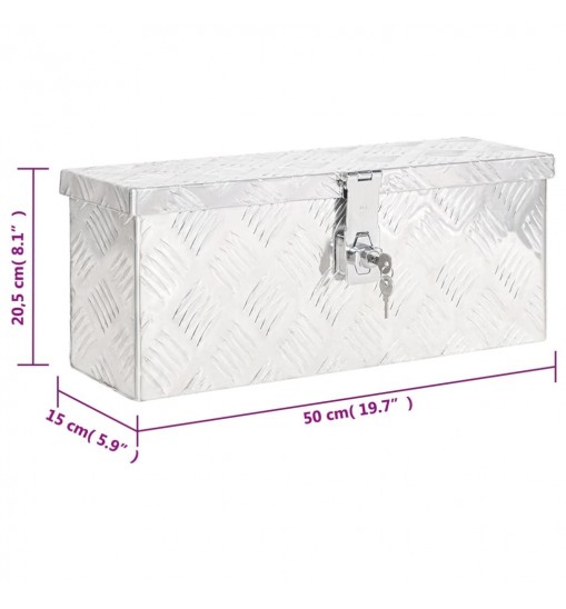 vidaXL Storage Box Silver 19.7"x5.9"x8.1" Aluminum