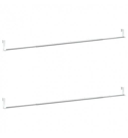 vidaXL Curtain Rails 2 Pcs White and Silver 35.4"-53.1" Aluminum