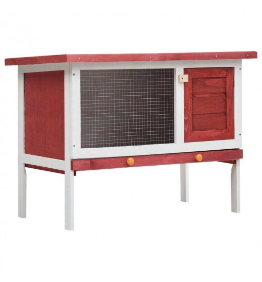 vidaXL Outdoor Rabbit Hutch 1 Layer Red Wood